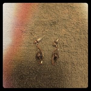 Vintage silver earrings with black pearls inside